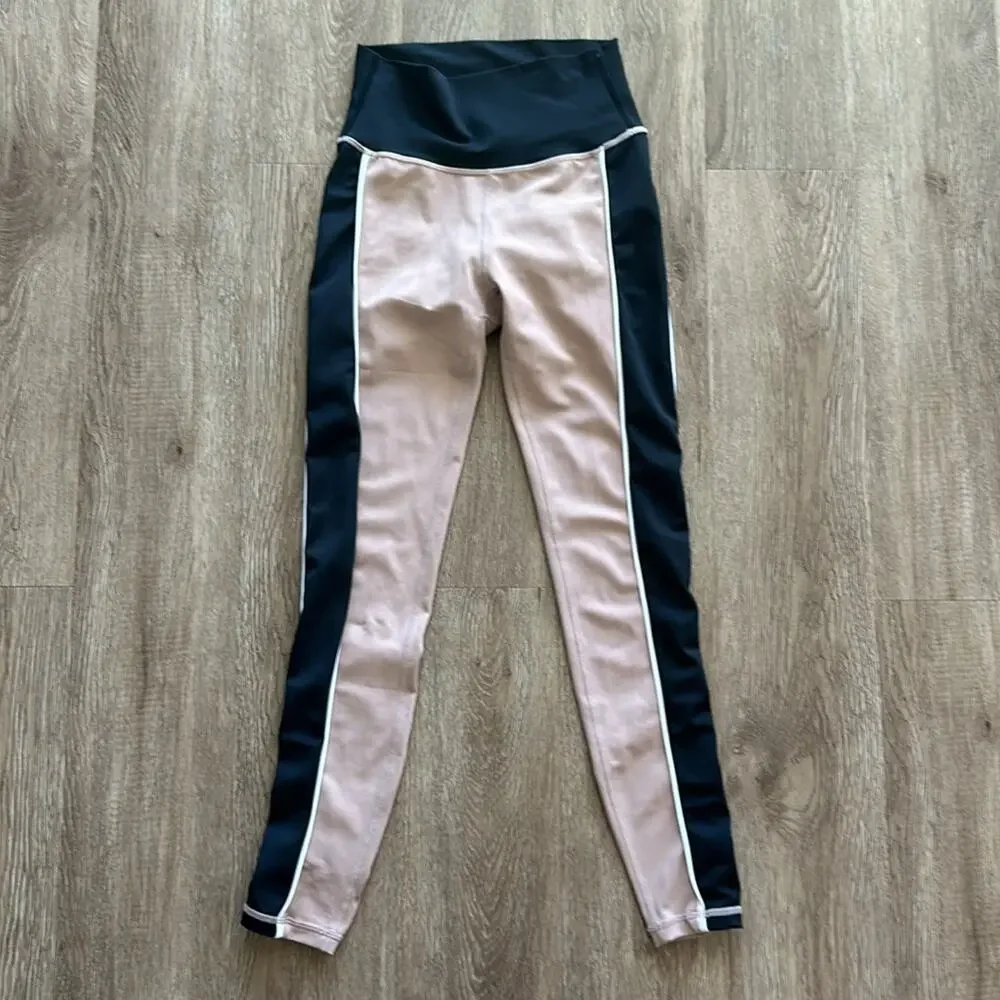 Anthropologie All Fenix Ivy 7/8 Leggings‎ Nude Black Colorblock XS
